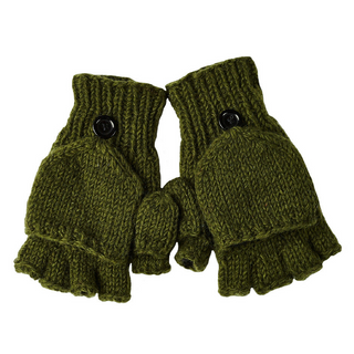 A pair of Fingerless Gloves with Button Flap and Fleece Lining on a white background, essential for your product description needs.