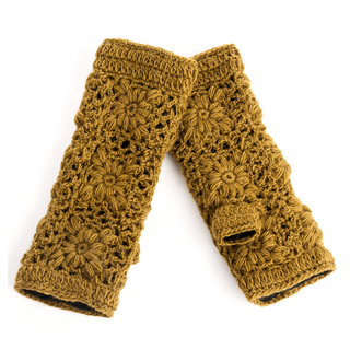 A pair of Flower Crochet Handwarmers optimized with relevant keywords for better SEO in product descriptions.