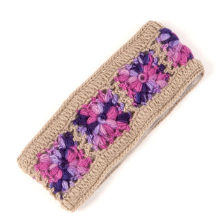 A Flower Crochet Headband- MULTI's with multi-color flowers perfect for your winter ensemble.