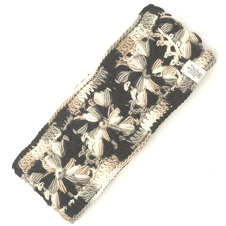 A black and beige Flower Crochet Headband- MULTI's.