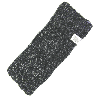A black Flower Crochet Headband- LUREX on a white background.