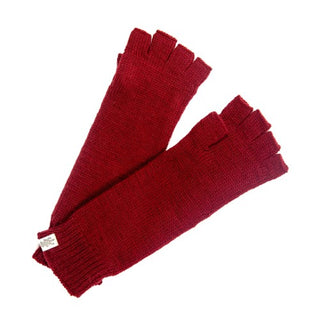 A pair of red Long Legacy Handwarmers for women on a white background.