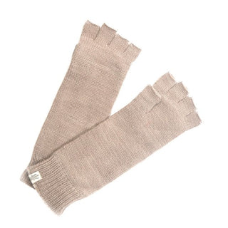 A pair of beige Long Legacy Handwarmers on a white background.