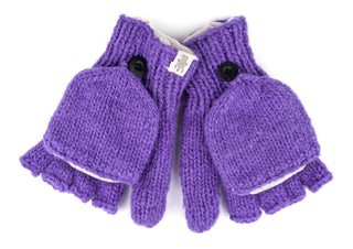 A pair of Fingerless Gloves with Button Flap and Fleece Lining on a white background, an important product description.