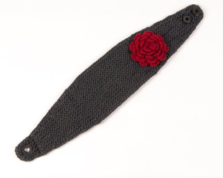 A gray wool Detachable Flower Headband w/ Button, displayed on a white background.