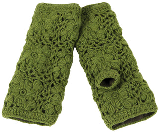A pair of Flower Crochet Handwarmers - perfect for your SEO-optimized product descriptions.