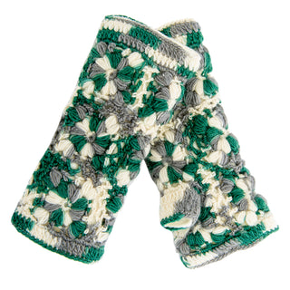 A pair of durable, Multi Color Flower Crochet Handwarmers.