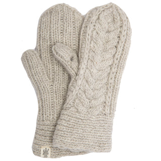 A pair of Merino Wool Soho Mittens for women on a white background.