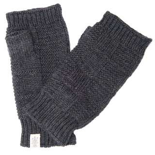 A pair of grey knitted wool Checkered handwarmers.