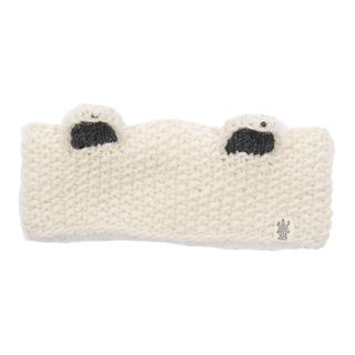 A cozy sherpa knitted panda Ears headband.