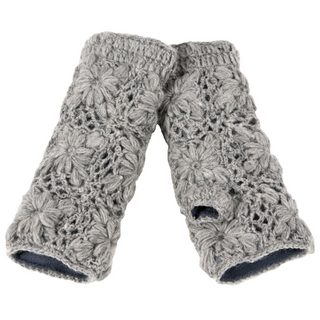 A pair of Flower Crochet Handwarmers designed for optimal SEO in product descriptions.