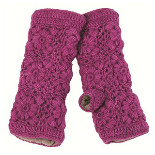A pair of Flower Crochet Handwarmers, perfect for keeping your hands warm and stylish. Ideal for those searching a cozy accessory.