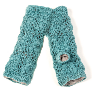 A pair of Flower Crochet Handwarmers designed to complement your winter wardrobe. Perfect for keeping warm and stylish, these handwarmers are a must-have accessory. Ideal for anyone looking to update their cold-weather fashion.