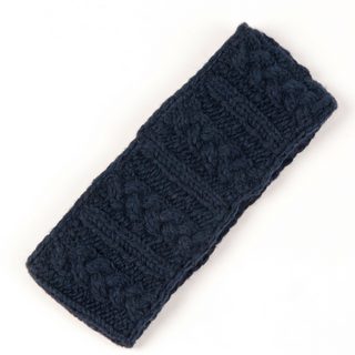 A navy blue Cable Headband, isolated on a white background.