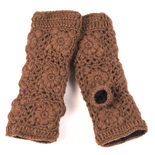 A pair of Flower Crochet Handwarmers designed for optimal SEO visibility.
