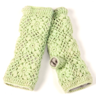 A pair of Flower Crochet Handwarmers designed with SEO-friendly keywords to enhance product description visibility.