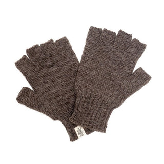 A pair of Striped and Solid fingerless gloves on a white background.