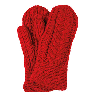 A pair of high-quality red Soho Mittens for women on a white background.