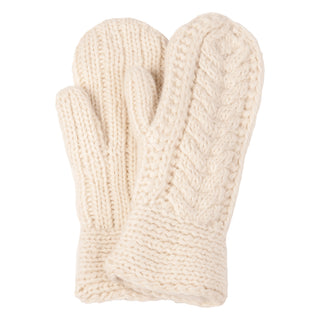 A pair of high-quality white Soho Mittens for women on a white background.