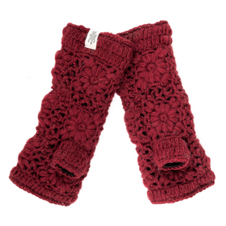 A pair of Flower Crochet Handwarmers, perfect for keeping your hands warm and stylish during the colder months.