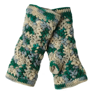 A pair of durable, water-resistant Multi Color Flower Crochet Handwarmers.