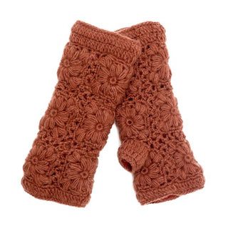 A pair of Flower Crochet Handwarmers designed with SEO-optimized product description keywords.