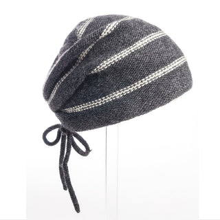 A Stripe Pouch Slouch handmade hat.
