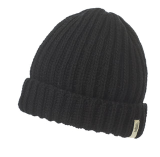A black Barrow Rib Beanie hat on a white background.
