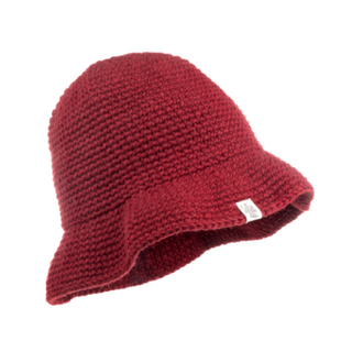 A red Joplin Sun Hat with a white label.
