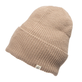 A Troubadour Rib Fold Beanie with a white logo.