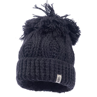 A handmade black Big pom rib fold hat.