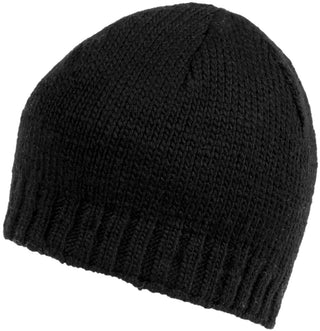Sentence with product name: A black Rib Band Beanie on a white background.