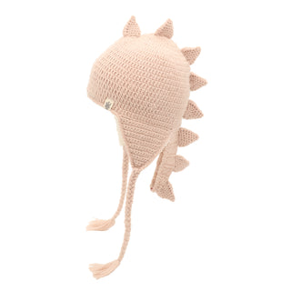 A pink knitted DinoTail hat.