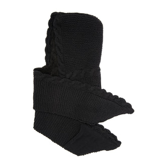 A black merino wool 2 pocket scarf hood.