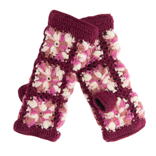 A durable, Multi Color Flower Crochet Handwarmers.