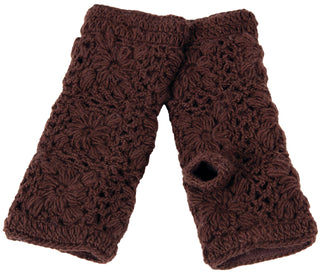 A pair of Flower Crochet Handwarmers designed with SEO-optimized product description keywords to enhance visibility and appeal.