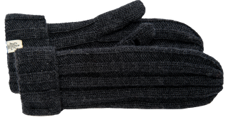 A pair of Ribbed Mittens isolated on a black background.