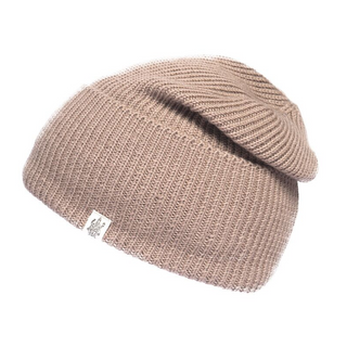 A Troubadour Rib Fold Beanie in beige on a white background.
Product Name: Troubadour Rib Fold Beanie