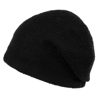 A black Depp Slouch beanie, durable and comfortable, on a white background.