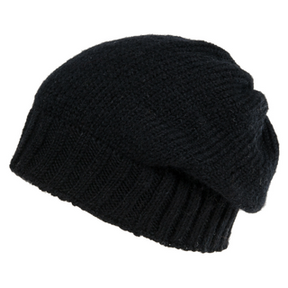 A black Big Rib Band Slouch m knit hat on a white background.