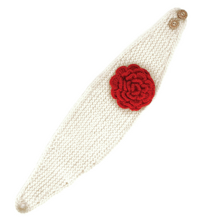 A Handmade in Nepal white wool Detachable Flower Headband w/ Button.