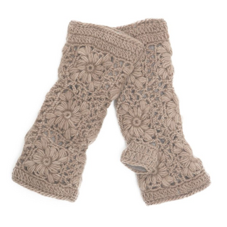 A pair of Flower Crochet Handwarmers designed with SEO-optimized keywords to enhance product description visibility online.