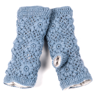 A pair of Flower Crochet Handwarmers designed for optimal SEO in product descriptions.