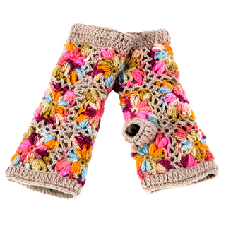 A pair of Multi Color Flower Crochet Handwarmers.