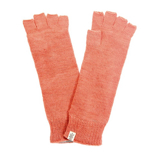 A pair of pink, Long Legacy Handwarmers for women on a white background.