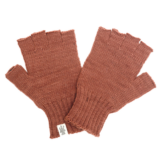 A pair of Striped and Solid fingerless wool gloves perfect for a winter look.