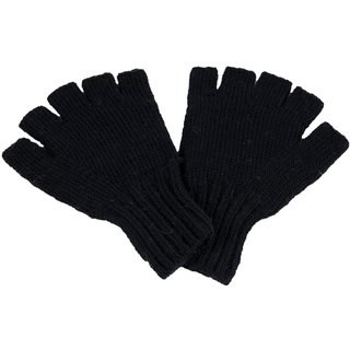 A pair of Striped and Solid Fingerless Gloves on a white background.