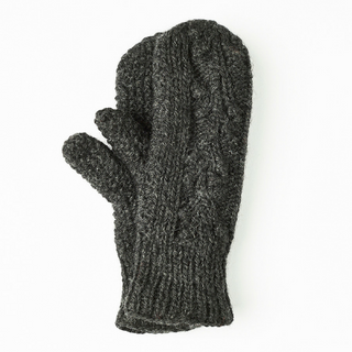 A single Ball Knit Mittens w/ Fleece Lining, handmade in Nepal, isolated on a white background.