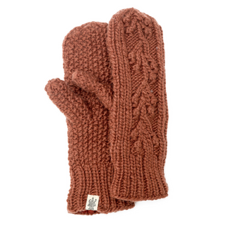 A pair of Ball Knit Mittens w/ Fleece Lining, handmade in Nepal, displayed on a white background.