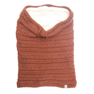 A brown Lou Neckwarmer on a white background.